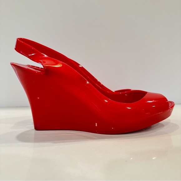 Kartell Shoes - Kartell Red Rubber Wedge Heels Sz 40 Norma Luisa Slingback Shoes Pumps